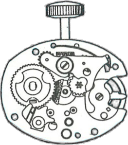 Timex M80, dial side, factory manual drawing