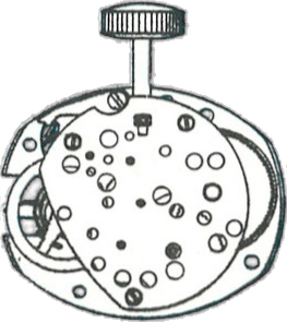 Timex M80, movement side, factory manual drawing