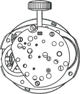 Timex M81, movement side, factory manual drawing
